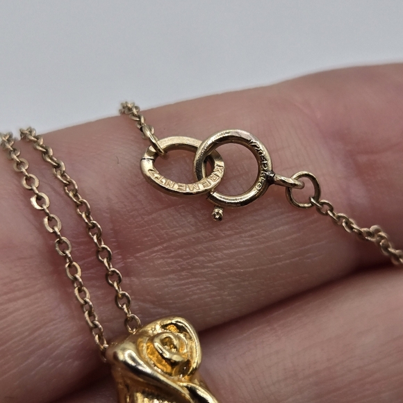 Vintage Gold Rose Pendant Gold Tone Dainty Romantic Whimsigoth aesthetic - Picture 5 of 7